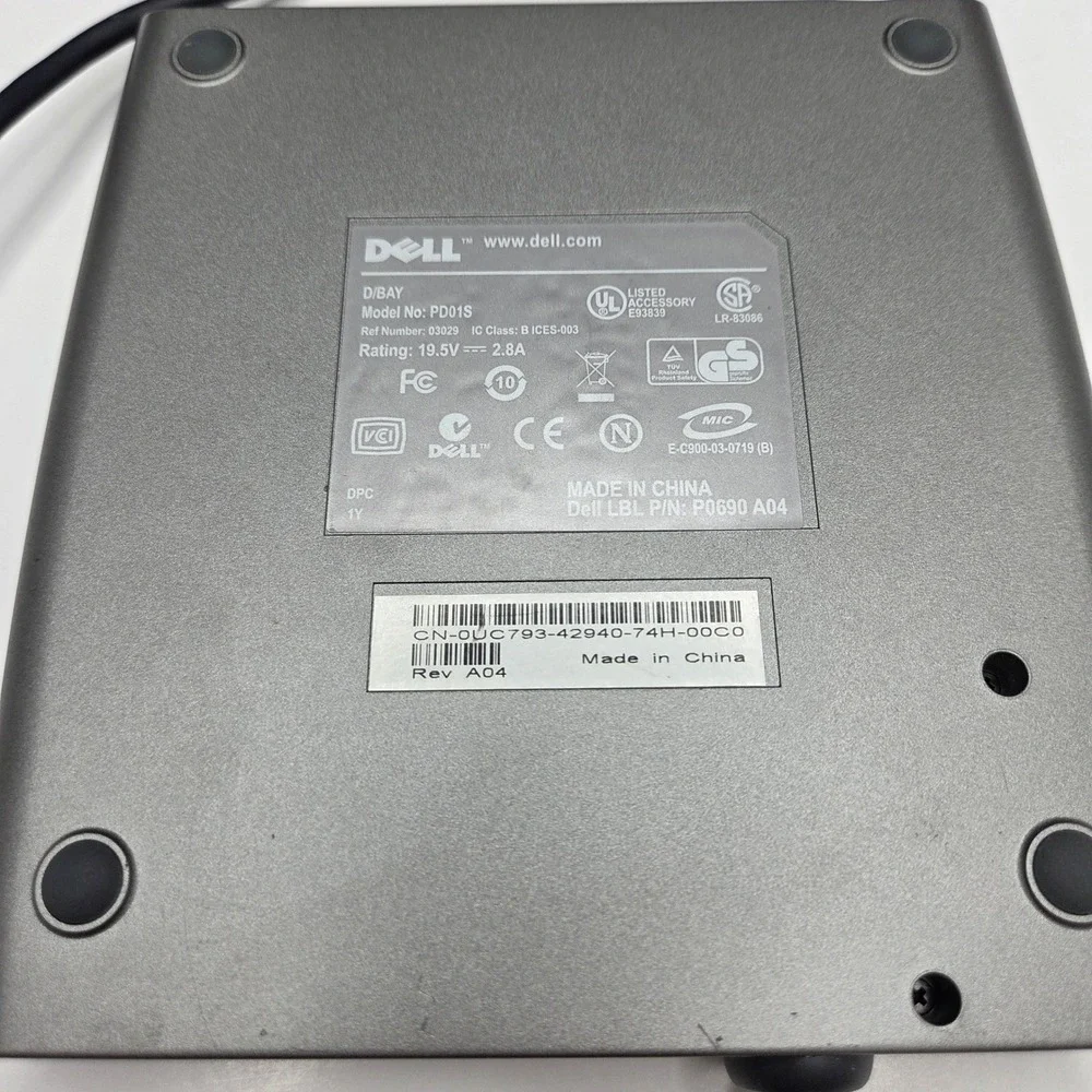 Dell External DVD CD-RW Drive D/Bay PD01S Latitude Precision Grey Vintage